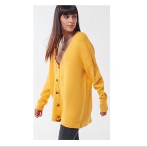 NWT UO Yellow Oversized Plush Cardigan